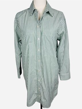 Abercrombie & Fitch Relaxed Poplin Striped Shirt Dress Green & White Size S